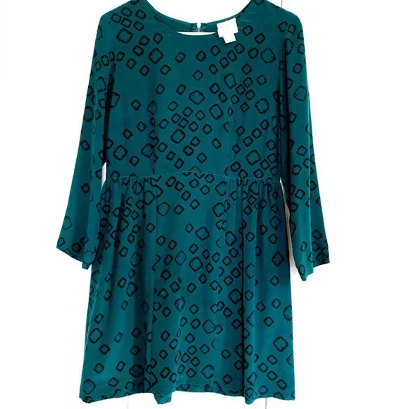 urban outfitters long sleeve 100% silk teal dress - Picture 3 of 10